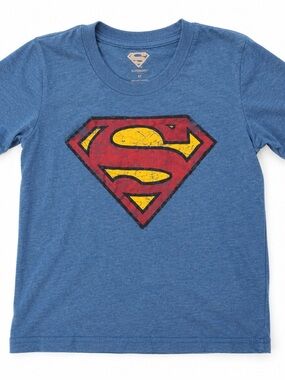 DC Superman Boys Blue Distressed Logo Graphic T-Shirt Size 5T